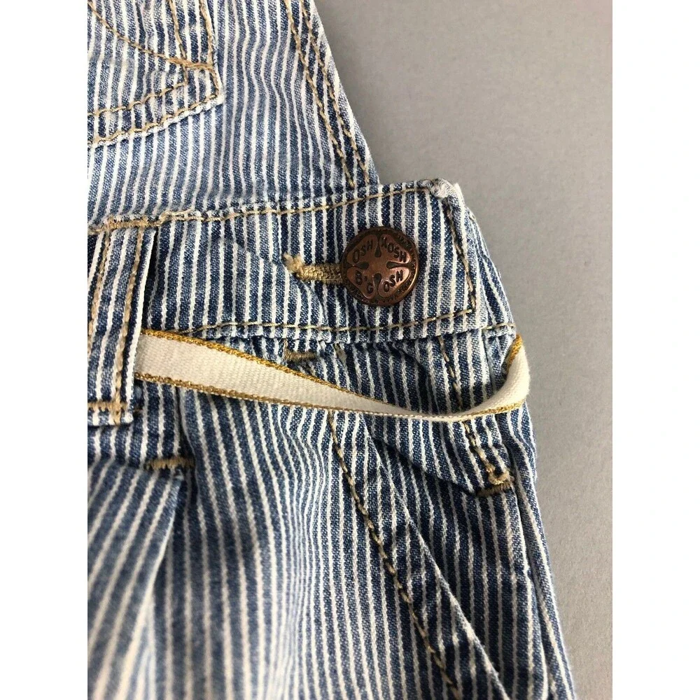 Oshkosh Dress 18 Month Vestback Denim Blue Pinstripe Railroad Toddler Bibs